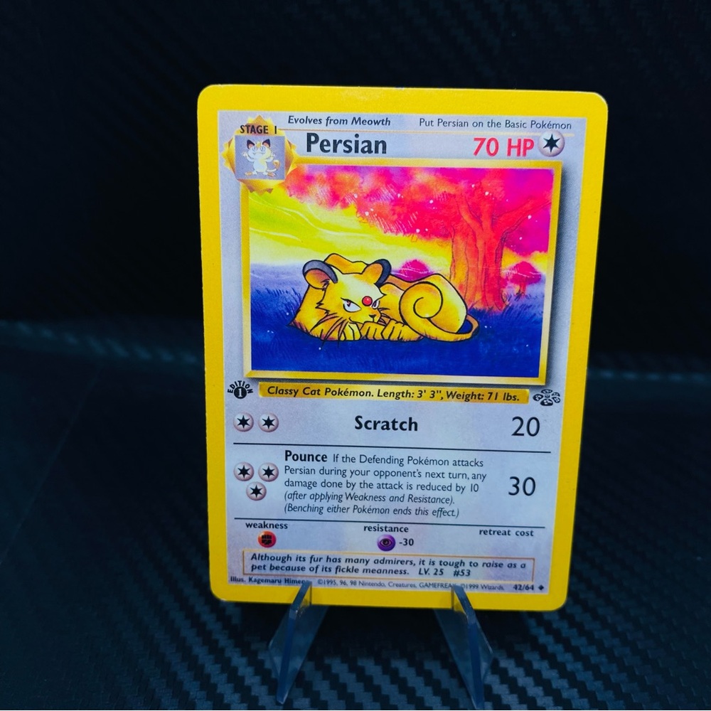 Pokemon PERSIAN Card 42/64 English 1st Edition Uncommon JUNGLE NMT